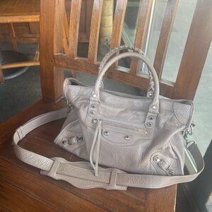 💥SOLD💥 SMALL BALENCIAGA CITY BAG IN TAUPE  silver hardware